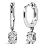 Sterling Silver 1/2 Cttw Lab Grown Diamond Floral Cluster Drop Earrings-1 thumbnail 2