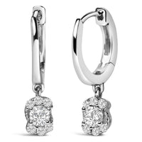 Sterling Silver 1/2 Cttw Lab Grown Diamond Floral Cluster Drop Earrings