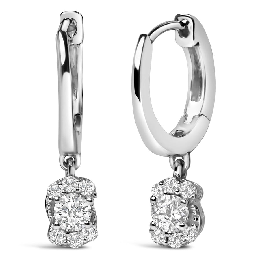 Sterling Silver 1/2 Cttw Lab Grown Diamond Floral Cluster Drop Earrings