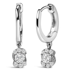Sterling Silver 1/2 Cttw Lab Grown Diamond Floral Cluster Drop Earrings-1