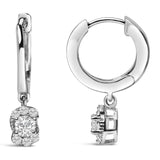 Sterling Silver 1/2 Cttw Lab Grown Diamond Floral Cluster Drop Earrings-3 thumbnail 4