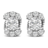Sterling Silver 1/3 Cttw Lab Grown Diamond Halo Swirl Stud Earrings-0 thumbnail 1