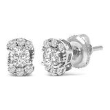 Sterling Silver 1/3 Cttw Lab Grown Diamond Halo Swirl Stud Earrings-1 thumbnail 2