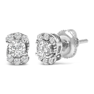 Sterling Silver 1/3 Cttw Lab Grown Diamond Halo Swirl Stud Earrings-1