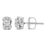 Sterling Silver 1/3 Cttw Lab Grown Diamond Halo Swirl Stud Earrings-3 thumbnail 4