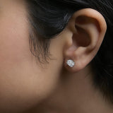Sterling Silver 1/3 Cttw Lab Grown Diamond Halo Swirl Stud Earrings-2 thumbnail 3