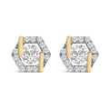 14K Yellow Gold Plated Silver 7/8 Cttw Lab Grown Diamond Hexagon Stud Earrings-0