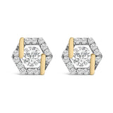 14K Yellow Gold Plated Silver 7/8 Cttw Lab Grown Diamond Hexagon Stud Earrings-0 thumbnail 1