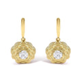 14K Yellow Gold Plated Sterling Silver 5/8 Cttw Lab Grown Diamond Flower Drop Earrings-0