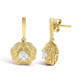 14K Yellow Gold Plated Sterling Silver 5/8 Cttw Lab Grown Diamond Flower Drop Earrings-1 thumbnail 2