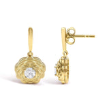 14K Yellow Gold Plated Sterling Silver 5/8 Cttw Lab Grown Diamond Flower Drop Earrings-3 thumbnail 4
