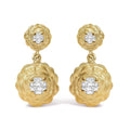 14K Yellow Gold Plated Sterling Silver 1/2 Cttw Lab Grown Diamond Rose Motif Drop Earrings-0