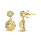 14K Yellow Gold Plated Sterling Silver 1/2 Cttw Lab Grown Diamond Rose Motif Drop Earrings-3 thumbnail 4