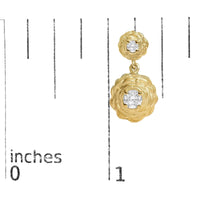 14K Yellow Gold Plated Sterling Silver 1/2 Cttw Lab Grown Diamond Rose Motif Drop Earrings