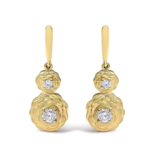 14K Yellow Gold Plated Sterling Silver 1/2 Cttw Lab Grown Diamond Matte Finish Drop Earrings-0