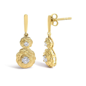 14K Yellow Gold Plated Sterling Silver 1/2 Cttw Lab Grown Diamond Matte Finish Drop Earrings-1