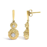 14K Yellow Gold Plated Sterling Silver 1/2 Cttw Lab Grown Diamond Matte Finish Drop Earrings-3 thumbnail 4