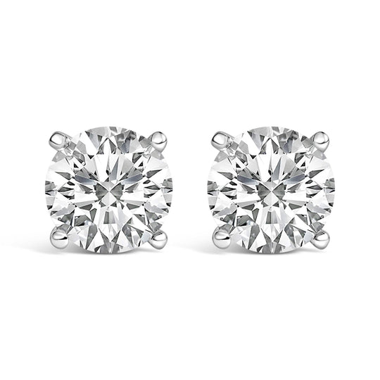 14K White Gold 2 1/2 Cttw Lab Grown Diamond Solitaire Stud Earrings-0
