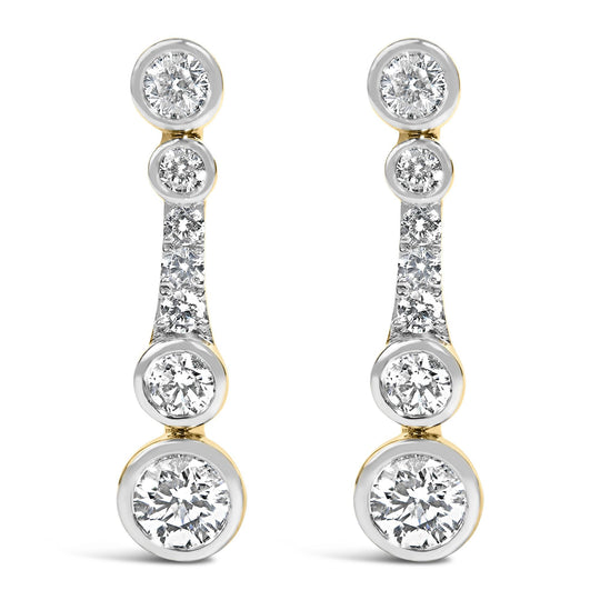 10K Yellow Gold Plated .925 Sterling Silver 2.0 Cttw Lab Grown Diamond Bezel Set Drop Earrings