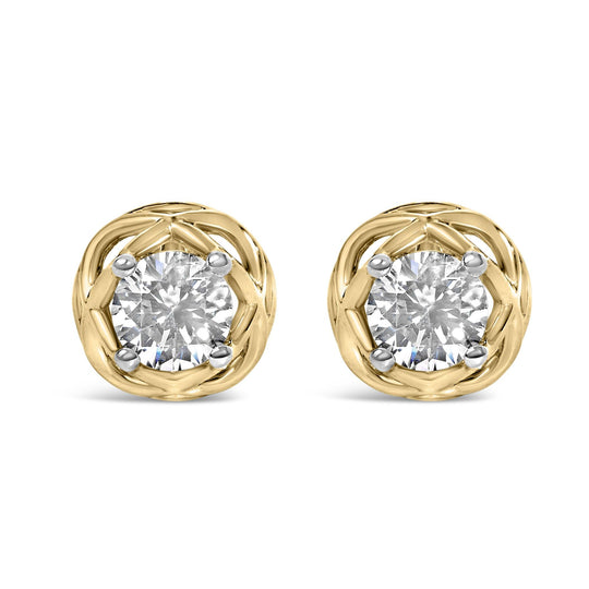 10K Yellow Gold Plated .925 Sterling Silver 1.0 Cttw Lab Grown Diamond Openwork Stud Earrings