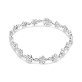 14K Gold 1 1/5 Cttw Round Diamond Floral Star-Shaped Link Bracelet (H-I Color, SI1-SI2 Clarity) -Size 7