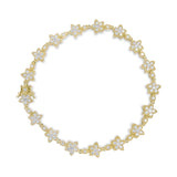 14K gold bracelet with round diamond floral star-shaped links thumbnail 1