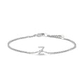 10K White Gold Diamond Accent "A-Z" Initial Charm and Link Bracelet-0