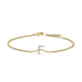 10K Yellow Gold Diamond Accent "A-Z" Initial Charm and Link Bracelet-10