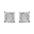 10K white gold ring with princess diamond stones in double square halo setting