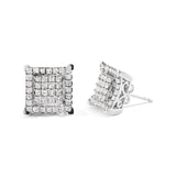 10K White Gold 1 1/4 Cttw Princess Diamond Composite Double Square and Halo Stud Earrings (I-J Color, I1-I2 Clarity)-1 thumbnail 2