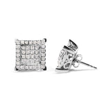 10K White Gold 1 1/4 Cttw Princess Diamond Composite Double Square and Halo Stud Earrings (I-J Color, I1-I2 Clarity)-2 thumbnail 3