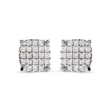 10K white gold ring with cushion cluster of princess-cut diamond stones thumbnail 1