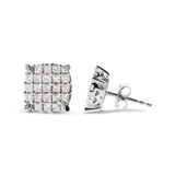 10K White Gold 3/4 Cttw Princess Diamond Composite Cushion Shape Stud Earrings (I-J Color, I1-I2 Clarity)-2 thumbnail 3
