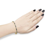 14K Yellow Gold 1 3/4 Cttw Diamond and 5.0 Cttw Blue Sapphire Bezel Set Tennis Bracelet (G-H Color, SI1-SI2 Clarity) - 7