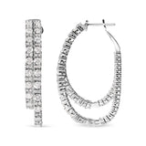 14K white gold double-hoop earrings with round diamond stones inside and out thumbnail 1