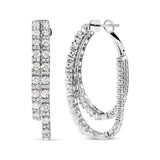 14K White Gold 4.0 Cttw Diamond Asymmetrical Inside Out Double-Hoop Earrings (I-J Color, I1-I2 Clarity)-1 thumbnail 2