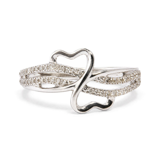 14K White Gold 1/5 Cttw Diamond Openwork Bypass Ring
