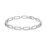 14K white gold paperclip link bracelet with 1.00 ct total weight and lobster clasp thumbnail 1