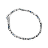10K White Gold 5x4mm Oval Sapphire Gemstone and 1/10 Cttw Diamond Prong Set 