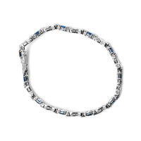 10K White Gold 5x4mm Oval Sapphire Gemstone and 1/10 Cttw Diamond Prong Set 