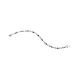 10K White Gold 5x4mm Oval Sapphire Gemstone and 1/10 Cttw Diamond Prong Set 
