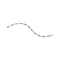 10K White Gold 5x4mm Oval Sapphire Gemstone and 1/10 Cttw Diamond Prong Set 