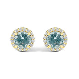 10K Gold Gemstone and 1/6 Cttw Diamond Halo Stud Earring-5 thumbnail 11