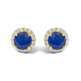 10K Gold Gemstone and 1/6 Cttw Diamond Halo Stud Earring-6 thumbnail 13