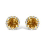 10K Gold Gemstone and 1/6 Cttw Diamond Halo Stud Earring-10 thumbnail 10