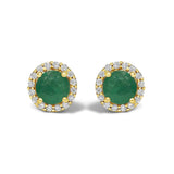 10K Gold Gemstone and 1/6 Cttw Diamond Halo Stud Earring-8 thumbnail 17