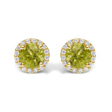 10K Gold Gemstone and 1/6 Cttw Diamond Halo Stud Earring-4 thumbnail 9