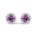 10K Gold Gemstone and 1/6 Cttw Diamond Halo Stud Earring-20