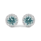 10K Gold Gemstone and 1/6 Cttw Diamond Halo Stud Earring-12 thumbnail 14