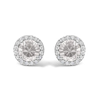 10K Gold Gemstone and 1/6 Cttw Diamond Halo Stud Earring